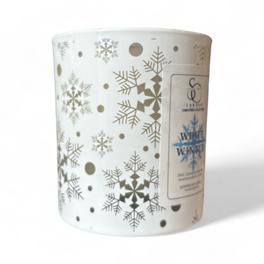White Winter Christmas Candle by Soulful Candles – 30cl Luxury Soy, Hand-poured, Cinnamon Clove Orange, Vegan, UK