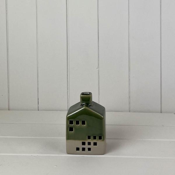 Green Ceramic House Decoration with LED (12cm)
