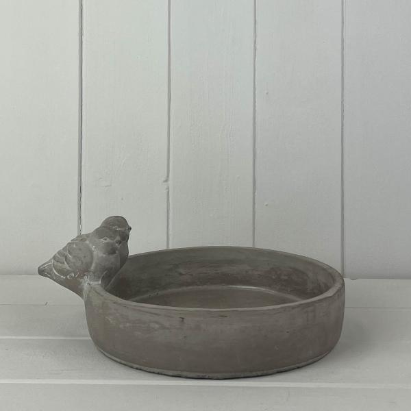 Stoneware Bird Bath TH 9.5 x H4.5cm x D20cm Base 18.5cm