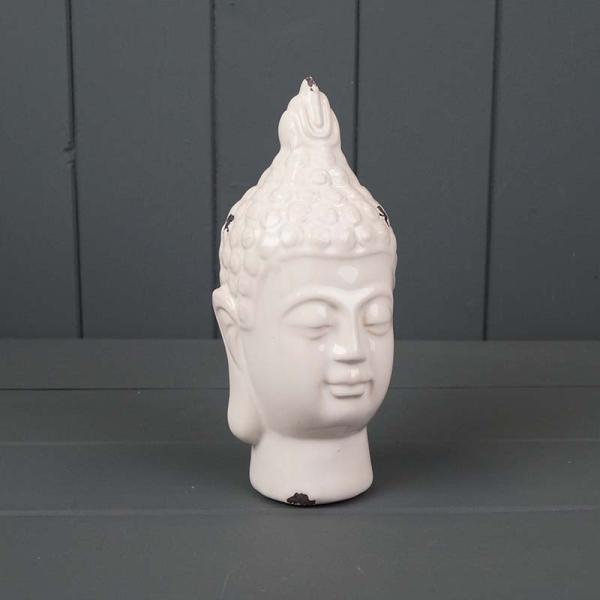 White Ceramic Buddha Head 19cm x 5.5cm