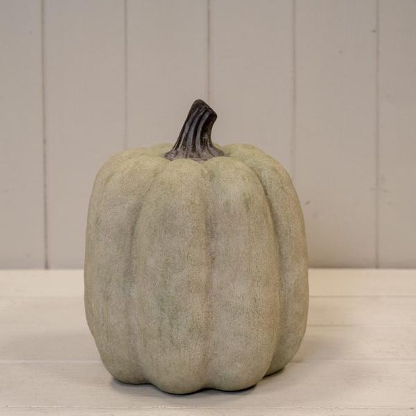 Dusty Green Ceramic Jack O'Lantern Pumpkin Ornament in Large