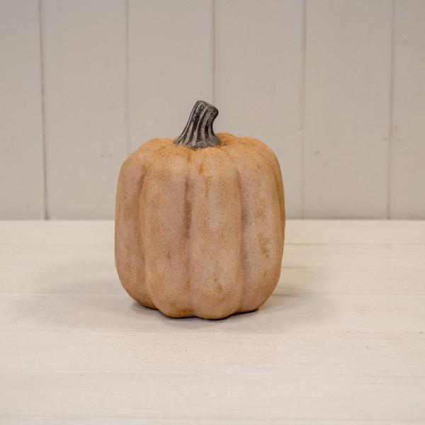 Medium Pale Orange Ceramic Jack O'Lantern Pumpkin Ornament