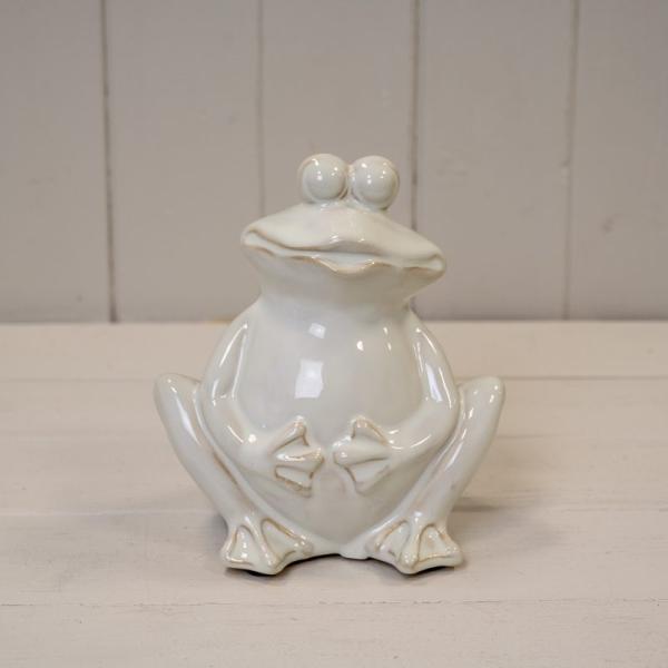 Cream Ceramic Smiling Frog