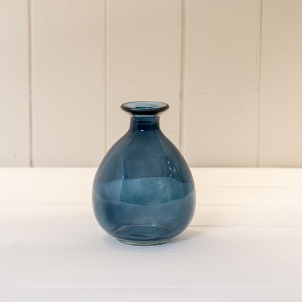 Blue Glass Bud Vase D9.2 x H12cm Weight-242g
