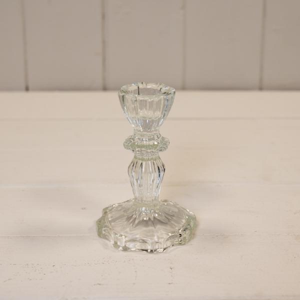 Clear Glass Candle Stick Holder L7.2cm W7.2cm H11cm
