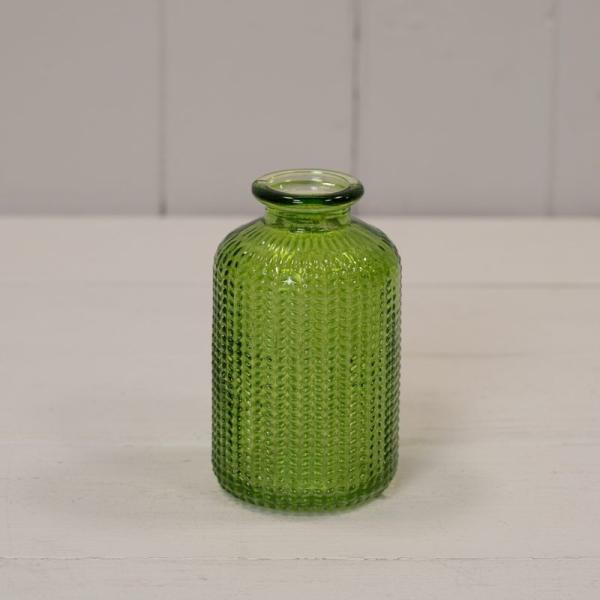 Emerald Green Dimpled Glass Bottle D6.3 x H10cm