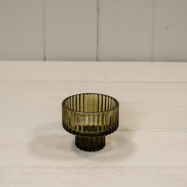 Olive Green Glass Candle Holder