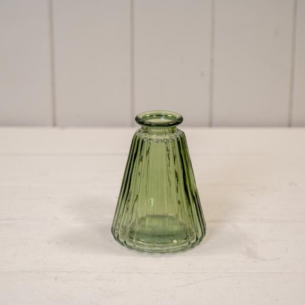 Vintage Green Ribbed Glass Bottle L7.4cm W7.4cm H9.9cm W150g