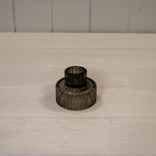 Warm Grey Glass Candle Holder