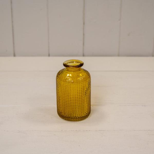 Yellow Dimpled Glass Bottle D6.3 x H10cm