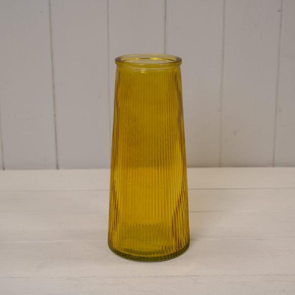Yellow Tall Ribbed Vase H22.5cm D10cm Weight-595g