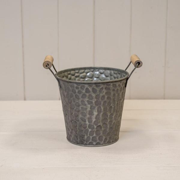 16.5cm Zinc pot with hammered finish (indent) and ears D16.5 H14.5cm