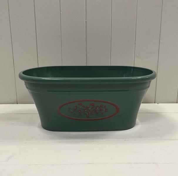 Green Round Love Heart Tree Trough Recycled Plastic Planter TD38x21cm 7.7LTR Weight 436g