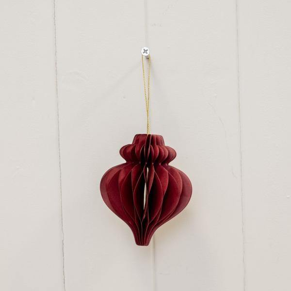 Set of 3 Claret Red Teardrop baubles