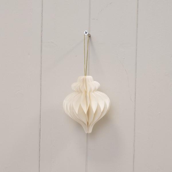 Set of 3 Off White Paper Teardrop baubles