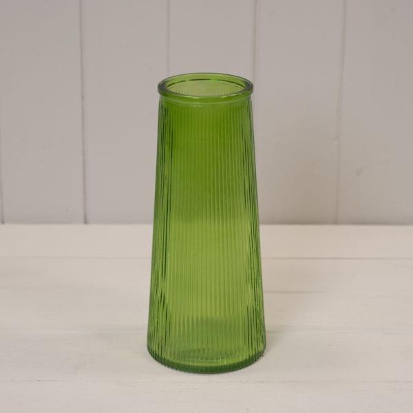 Emerald Green Tall Ribbed Vase H22.5cm D10cm Weight-595g