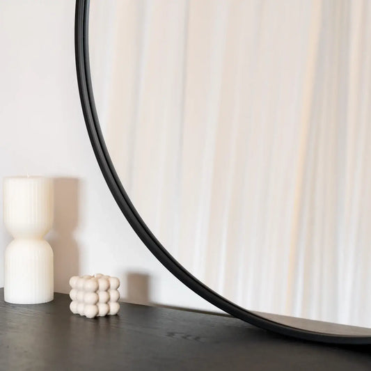 Rei - Large Round Black Metal Circle Mirror - 90cm x 90cm