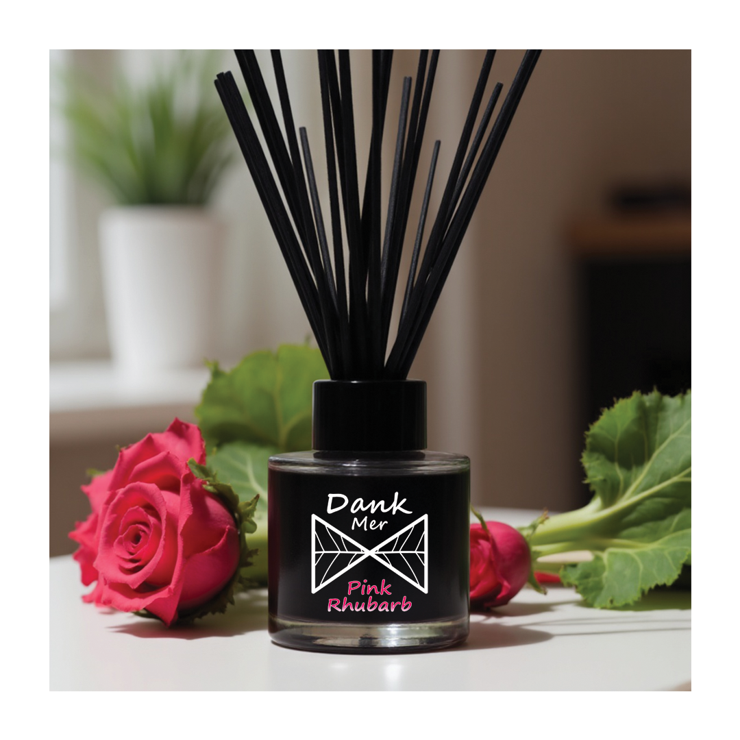 Pink Rhubarb Single Diffuser with decorative roses, ideal for gifting and enhancing any space with fragrance.