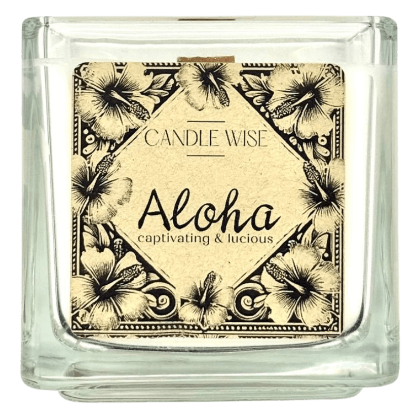 Aloha Large Scented Candle with captivating and luscious design featuring floral patterns.
