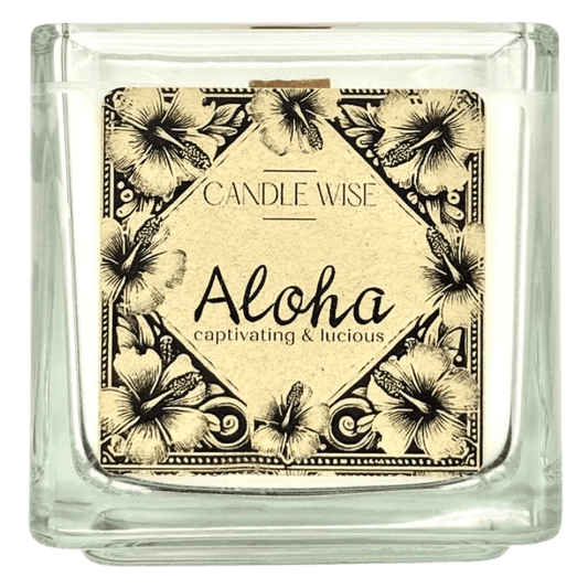 Aloha Large Scented Candle with captivating and luscious design featuring floral patterns.