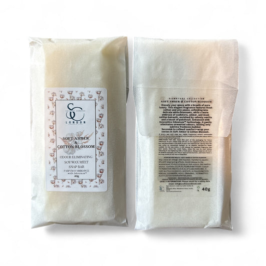 Soft Amber & Cotton Blossom — Odour Eliminating Wax Melt Snap Bar (40g)