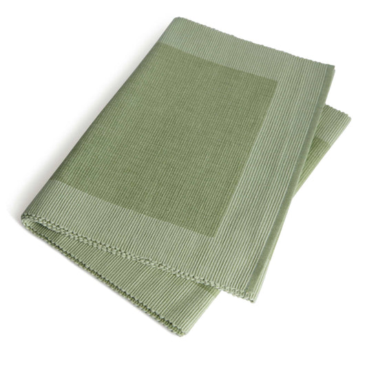 Luxury Table Runner Green - Organic Cotton & Handmade, handmade table runner in soft green color.