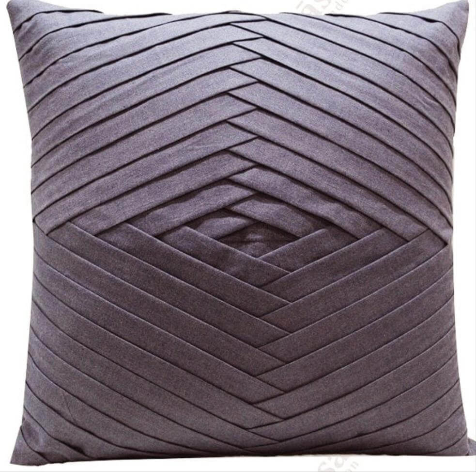 Royal Cushion Cover - Organic Cotton Pair in elegant grey pleated design for stylish home decor.
