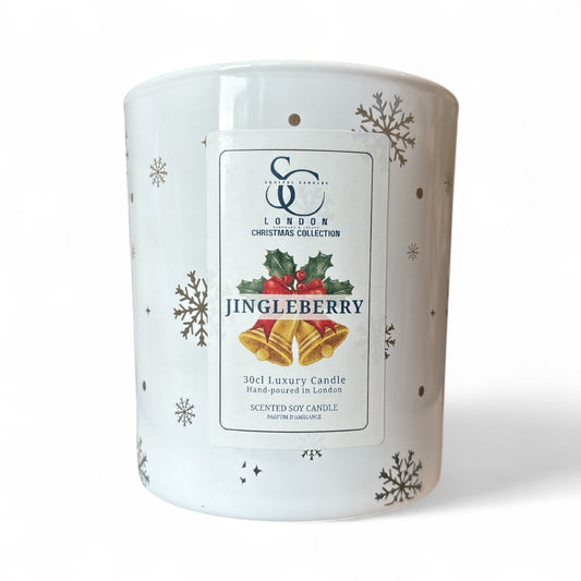 Jingleberry Christmas Candle by Soulful Candles – 30cl Luxury Soy, Hand-poured, Cranberry Elderberry, Vegan, UK