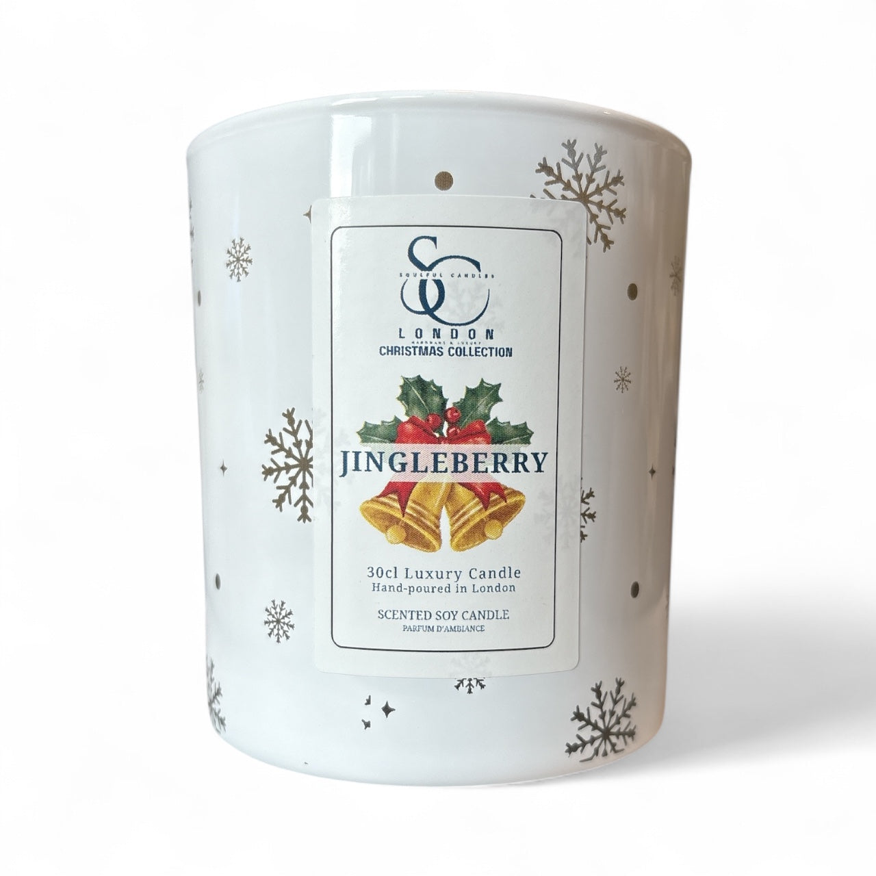Jingleberry Christmas Candle by Soulful Candles – 30cl Luxury Soy, Hand-poured, Cranberry Elderberry, Vegan, UK