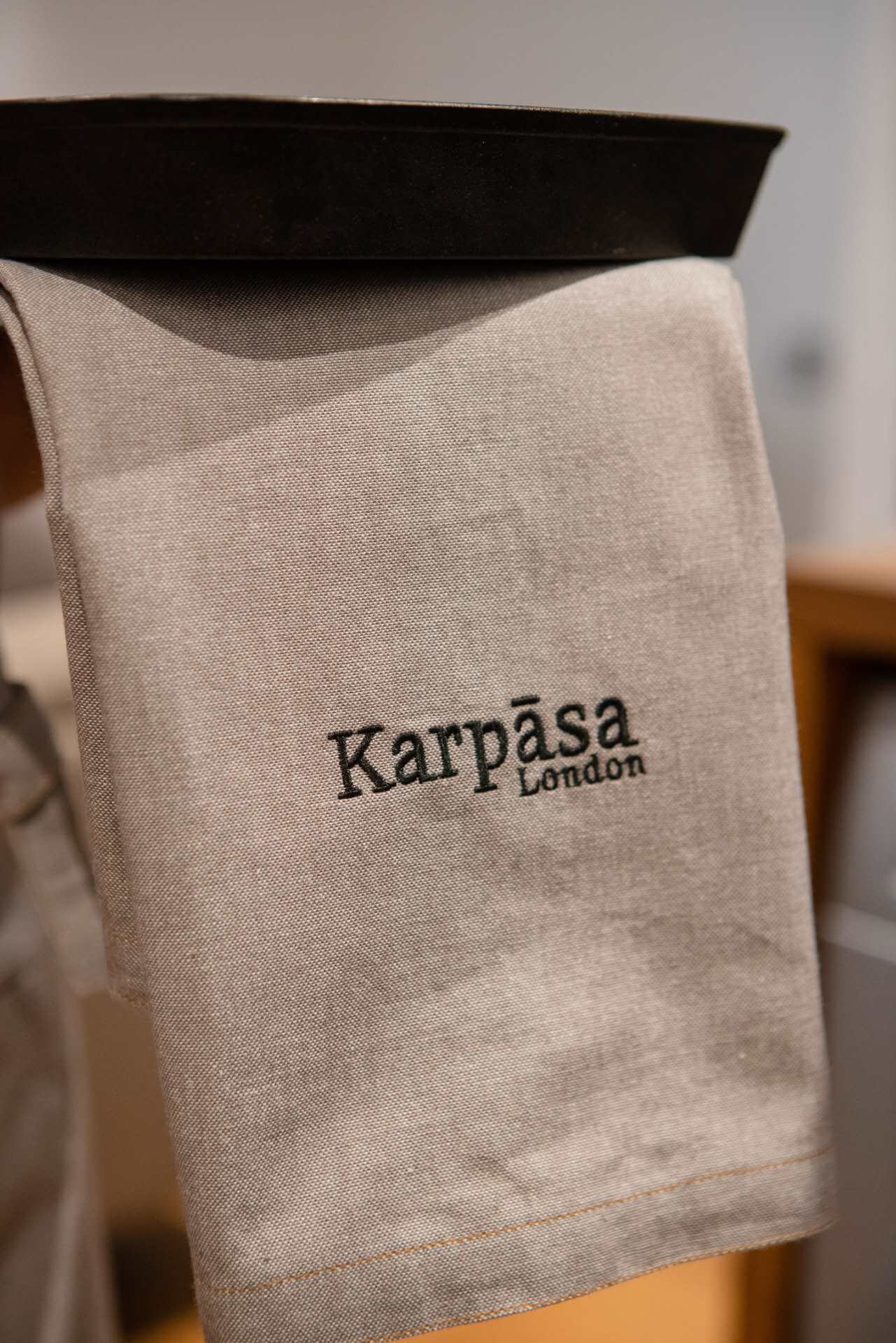 Kitchen Towel Grey - Pack of 2 - Organic Cotton featuring Karpasa London logo on organic cotton fabric.