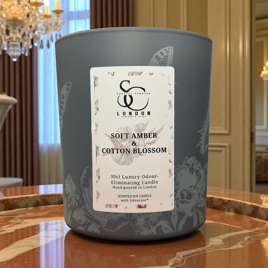 Soft Amber & Cotton Blossom – 30cl Odour Neutralising Candle