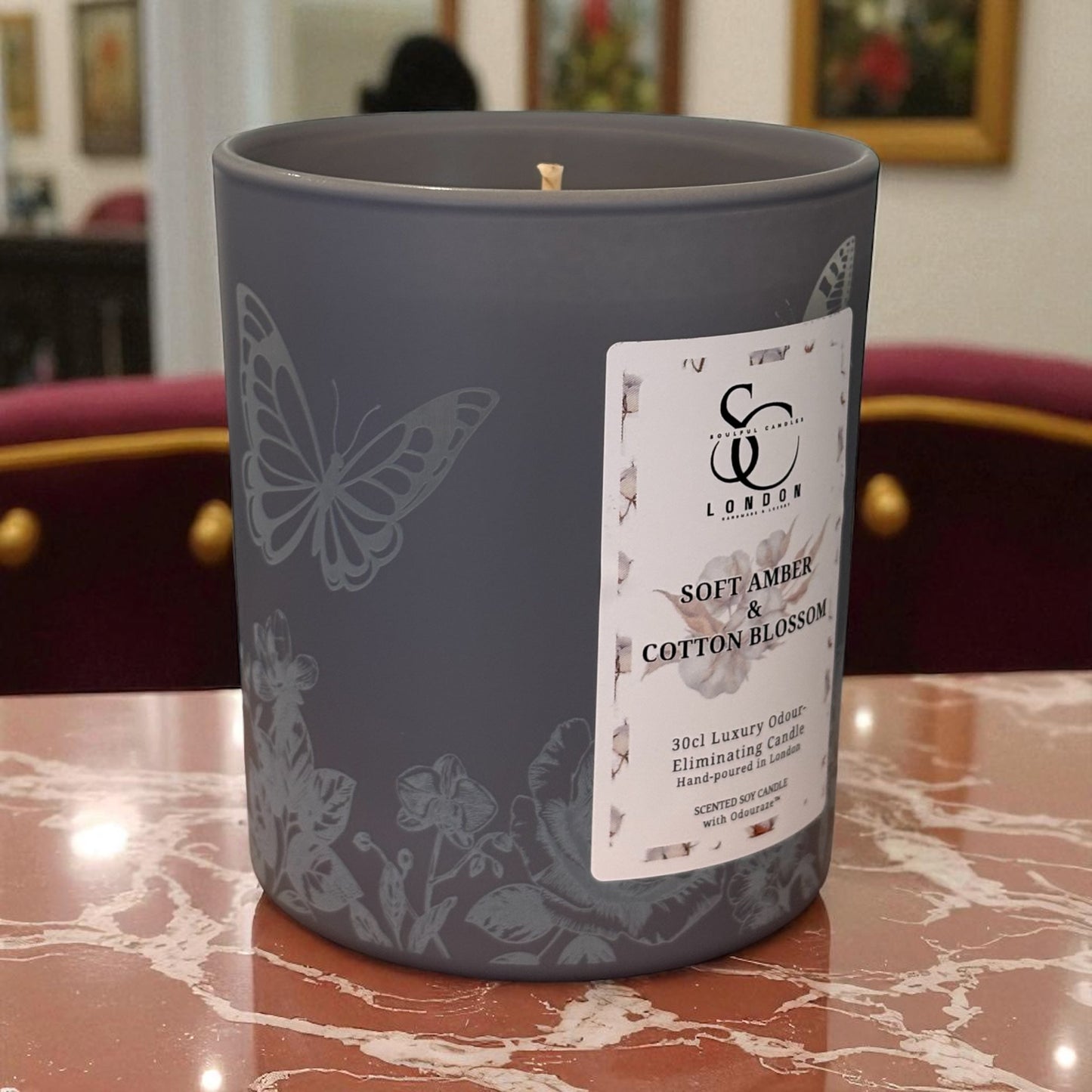 Soft Amber & Cotton Blossom – 30cl Odour Neutralising Candle
