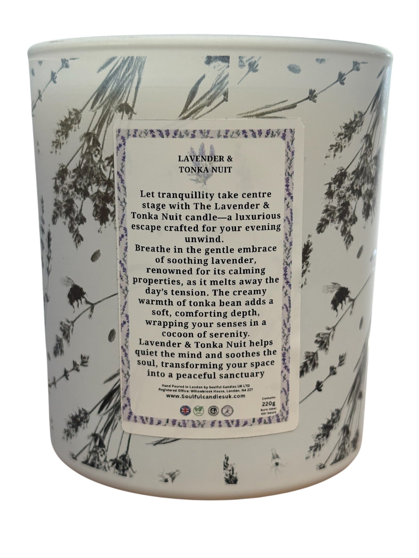 Lavender & Tonka Candle (30cl) – Soulful Serenity | Luxury Soy Wax, 40–45 hr Burn