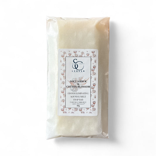 Soft Amber & Cotton Blossom — Odour Eliminating Wax Melt Snap Bar (40g)