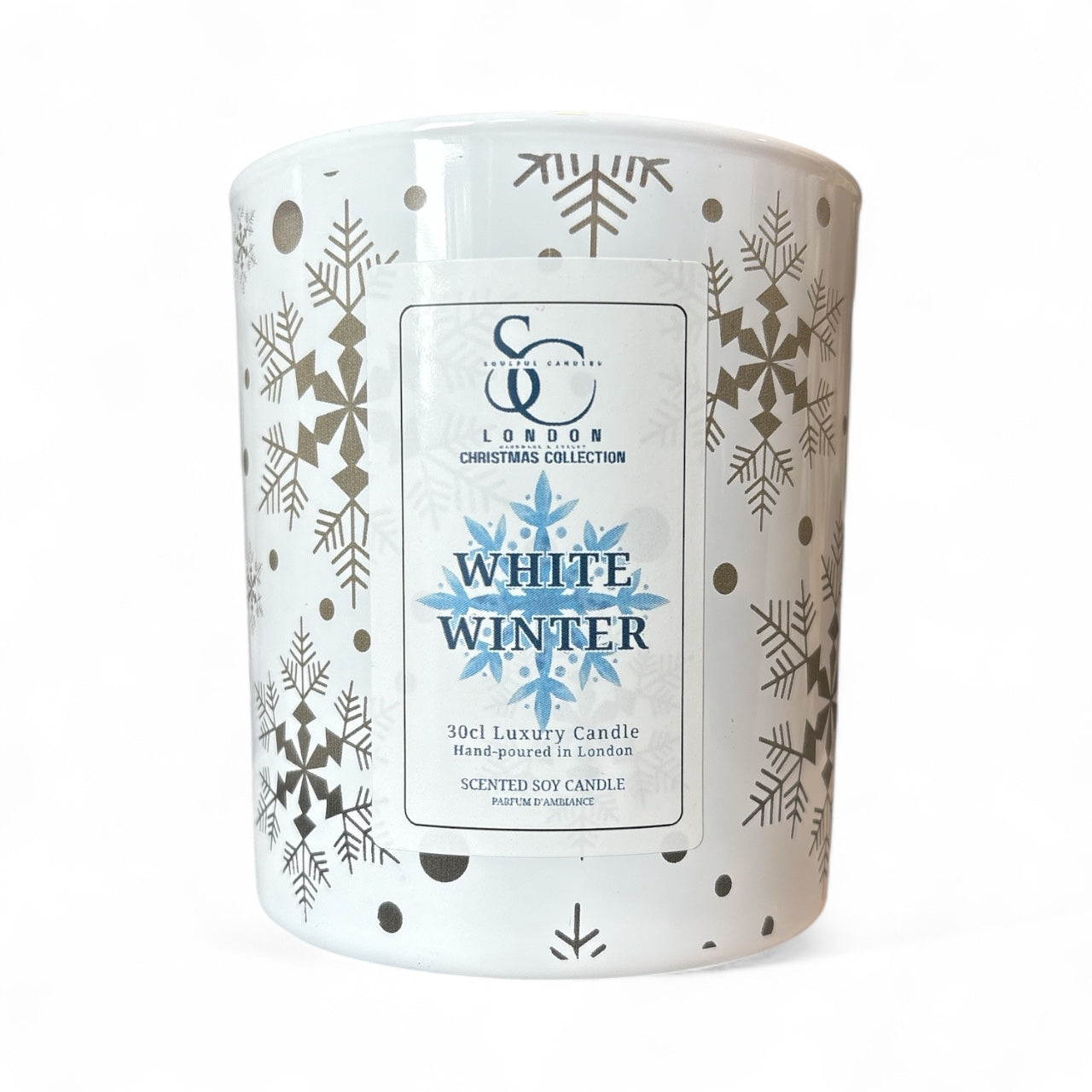 White Winter Christmas Candle by Soulful Candles – 30cl Luxury Soy, Hand-poured, Cinnamon Clove Orange, Vegan, UK