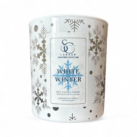 White Winter Christmas Candle by Soulful Candles – 30cl Luxury Soy, Hand-poured, Cinnamon Clove Orange, Vegan, UK