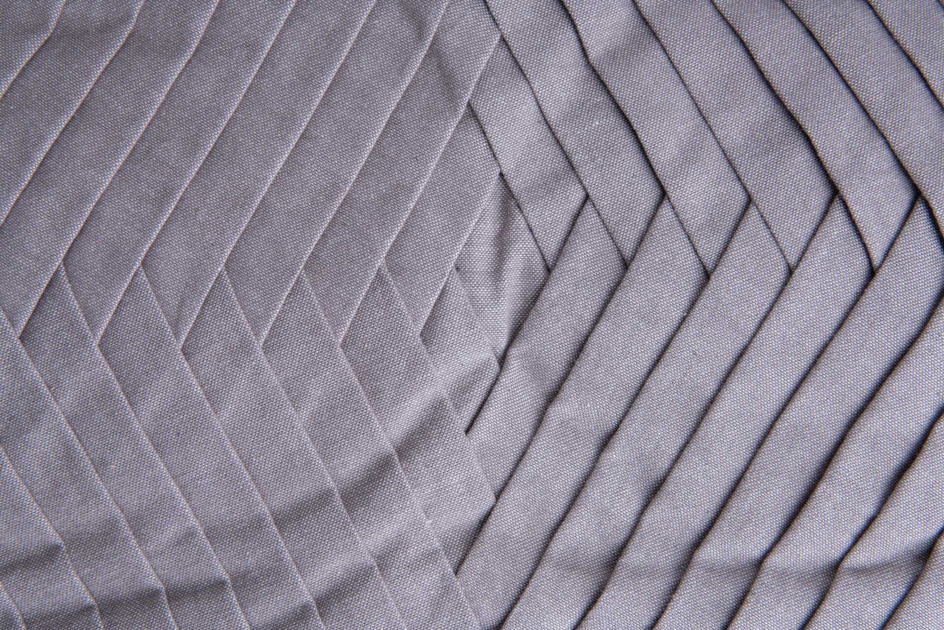Royal Cushion Cover - Organic Cotton Pair in grey with pleated chambray weave texture