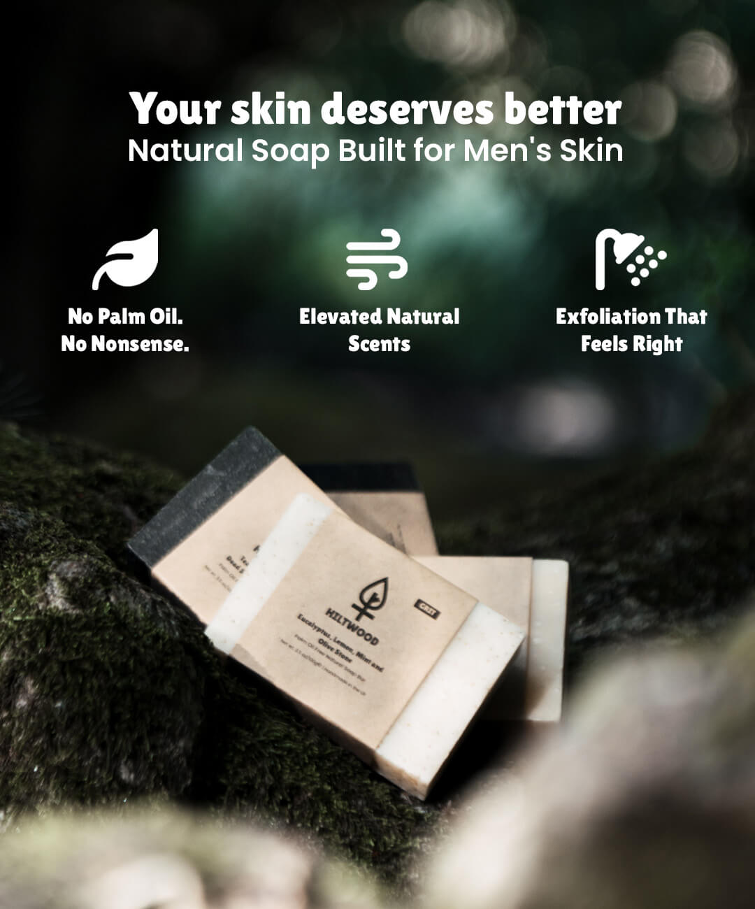 Natural Soap Bar Bundle 4 pack showcasing handcrafted soap bars designed for men's skin with natural ingredients.