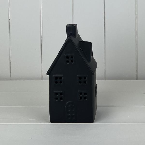 Black Ceramic House Ornament with LED (19.5cm)