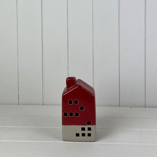Red Ceramic House Decoration with LED (15.5cm)