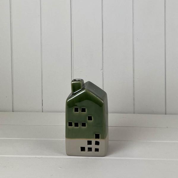 Green Ceramic House Decoration with LED (15.5cm)