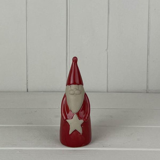 Red/White Ceramic Santa Decoration with LED (14cm)