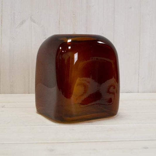 Burnt Amber Square Bubble Vase H18cm x 16cm x 16cm