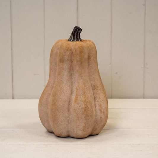 Pale Orange Tall Ceramic Pumpkin Ornament in Small