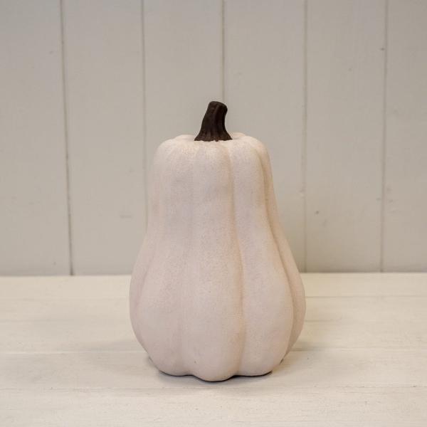 Cotton White Tall Ceramic Pumpkin Ornament in Small