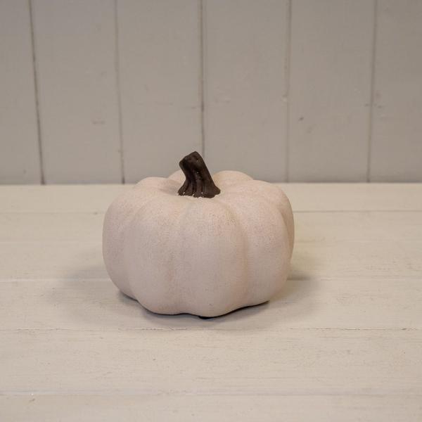 Cotton White Small Ceramic Pumpkin Ornament