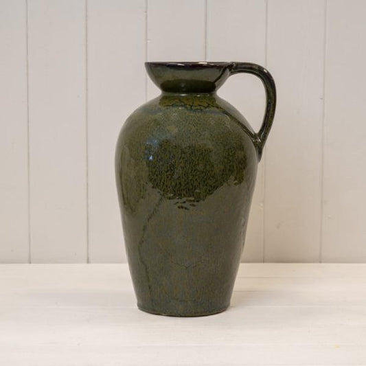 Green Ceramic Tall Vase with Handle