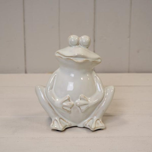 Cream Ceramic Smiling Frog