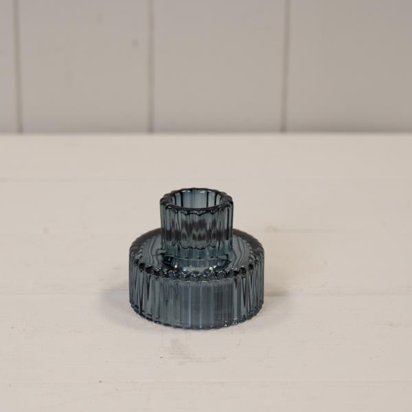 Blue Glass Candle Holder L6.4cm W6.4cm H5.4cm