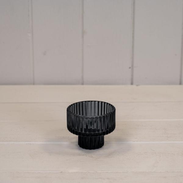 Cool Grey Glass Candle Holder